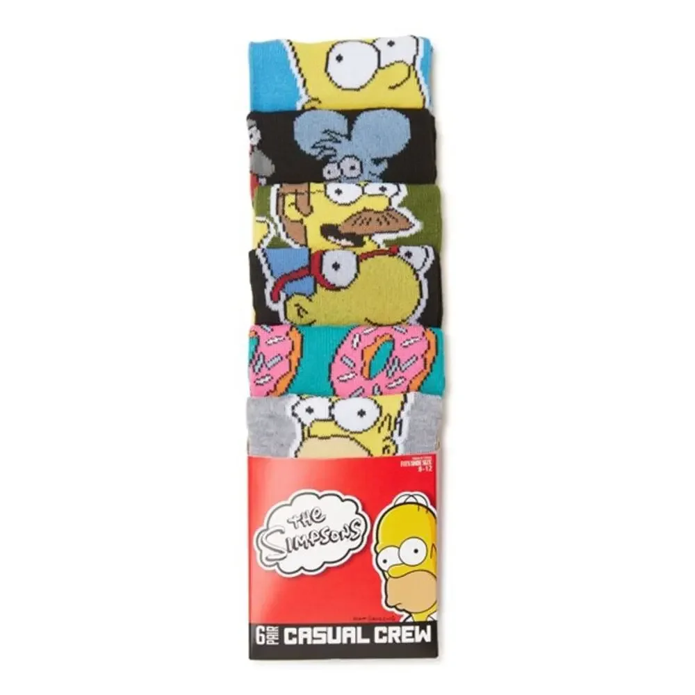The Simpsons Casual Crew Socks-6 Pairs